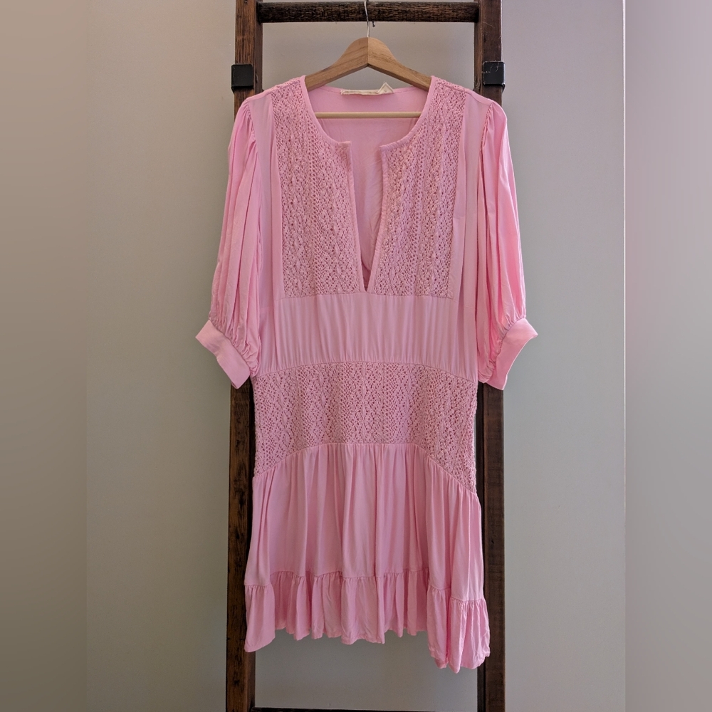 Pink Lace Detail Dress
